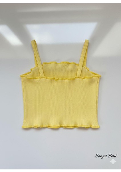 Kız Çocuk Crop Askılı Sarı fırsatları