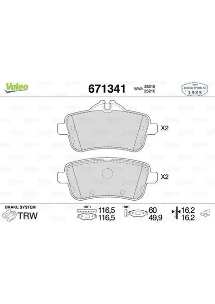 671341 Arka Fren Balatasi A0004206504 A0064203520 A0064206320