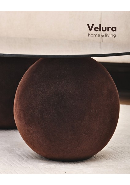 Modern Orta Sehpa & Küre Sehpa & Top Sehpa & Füme Fasulye Cam & Flok (Kadifemsi Top Sehpa) modelleri