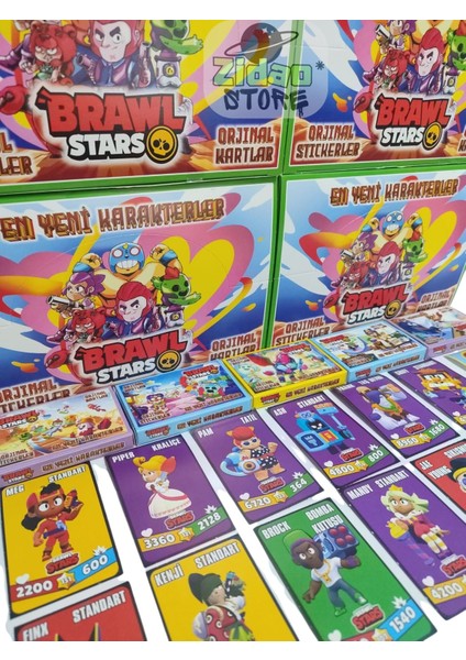 Brawl Stars En Yeni Karakterler 10 Mini Kutu 60 Adet Karakter Kartı + 10 Adet Sticker Seti Oyun Kağıtları modelleri
