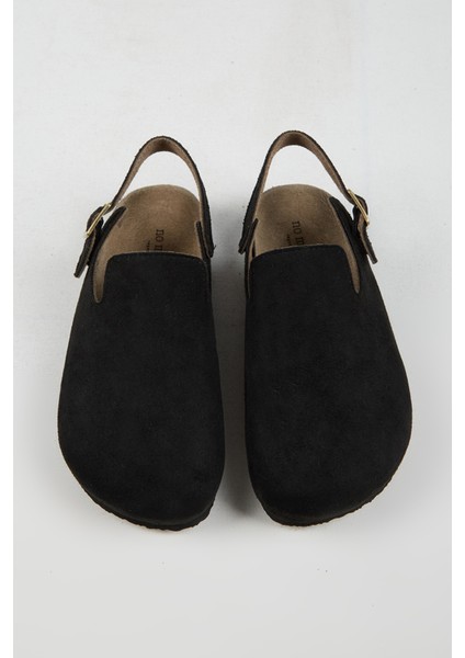 Lapaz Kadın Vegan Deri Tokalı Siyah Sabo Terlik