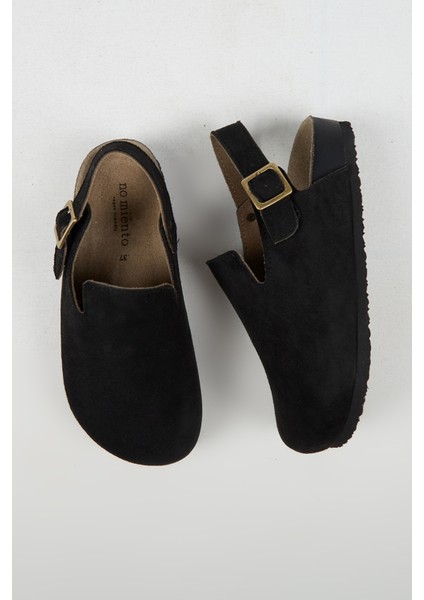 Lapaz Kadın Vegan Deri Tokalı Siyah Sabo Terlik modelleri