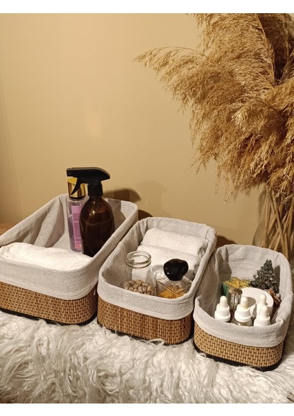 3'lü Bambu Içi Bezli Kutu / Organizer / Düzenleyici fırsatları