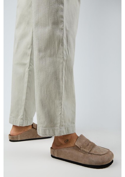 Ziva 2 Kadın Hakiki Deri Loafer Sabo Vizon Terlik indirimleri