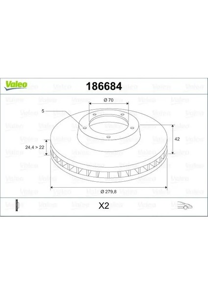 186684 Fren Diski On 569060 569066 90539466 (2 Adet Fiyatıdır)