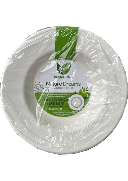 Nature Ekolojik Karton Kağıt Parti Çok Amaçlı Çukur Derin Tabak - 23 Cm. - 250 Adet fiyatları