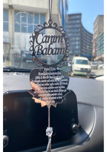 Canım Babam Ayetel Kürsi Araba Süsü Pleksi Dikiz Aynası Süsü Gümüş Renk fiyatları