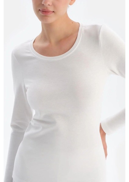 502V504 Kadın Uzun Kollu O Yaka Termal Içlik Takım-Ekru fırsatları