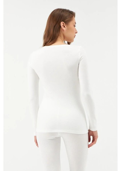 502V504 Kadın Uzun Kollu O Yaka Termal Içlik Takım-Ekru indirimleri