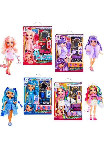 Rainbow High 121367-374-404-411 Yaratıcı Kristaller Moda Bebeği 4 Model 8+