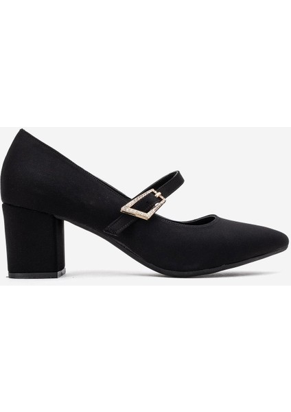 Kadın Tokalı Biyeli Topuklu Ayakkabı; Siyah Zra modelleri