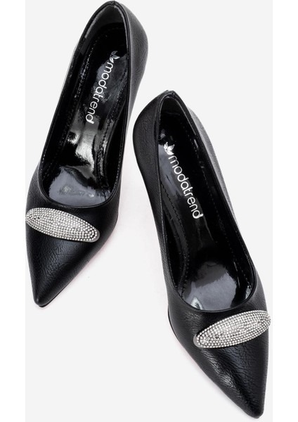 Taşlı Kadın Stiletto Ayakkabı Siyah Cilt indirimleri