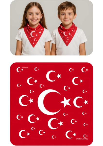 10 Adet Kırmızı Ay Yıldız Türk Bayrağı Temalı Pamuk Kumaş Fular - Bandana - 23 Nisan, 29 Ekim fiyatları