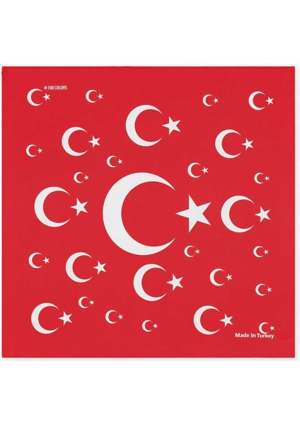 10 Adet Kırmızı Ay Yıldız Türk Bayrağı Temalı Pamuk Kumaş Fular - Bandana - 23 Nisan, 29 Ekim indirimleri