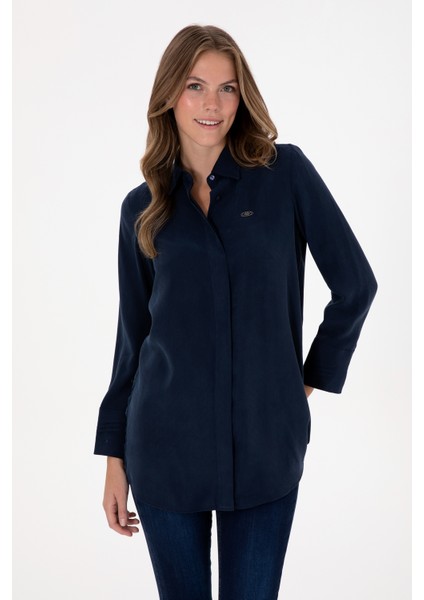 Kadın Lacivert Gömlek Desenli 50299622-VR033