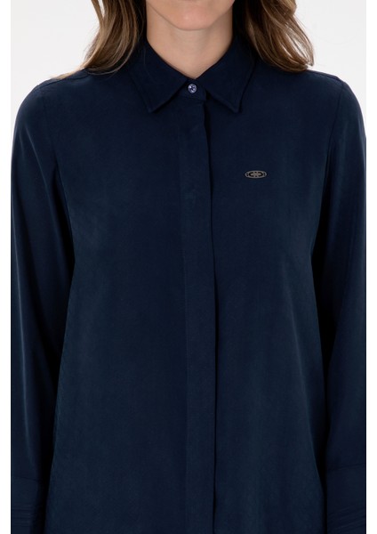 Kadın Lacivert Gömlek Desenli 50299622-VR033