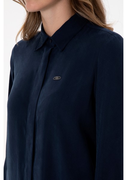 Kadın Lacivert Gömlek Desenli 50299622-VR033