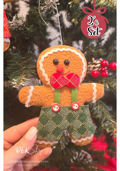 2li Kurabiye Adam Kurabiye Kadın Yılbaşı Ağaç Süsü Lüks 2li Çam Ağaç Süsü fiyatları