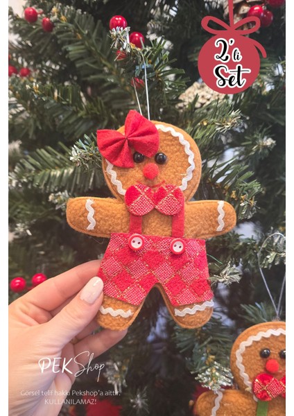 2li Kurabiye Adam Kurabiye Kadın Yılbaşı Ağaç Süsü Lüks 2li Çam Ağaç Süsü modelleri