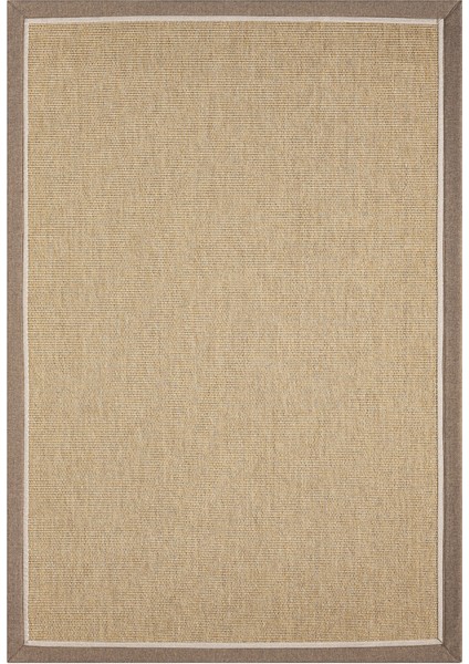 Bombay Bej Halı Kahve Bej Bordürlü Kolay Temizlenen Hasır Dokulu Sisal Halı 664