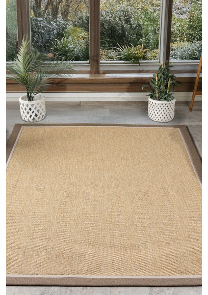 Bombay Bej Halı Kahve Bej Bordürlü Kolay Temizlenen Hasır Dokulu Sisal Halı 664 fiyatları