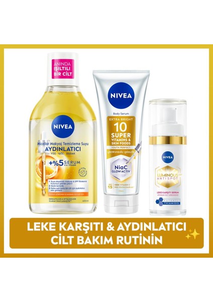 Leke Karşıtı ve Aydınlatıcı Cilt Bakım SETI,LUMINOUS630 Serum,makyaj Temizleme Suyu,vücut Losyonu