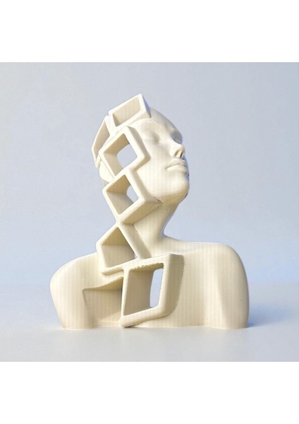 Geometrik Kadın Büst Heykel – Modern Sanat Dekoratif Obje | Kabuk Factory Tasarımı