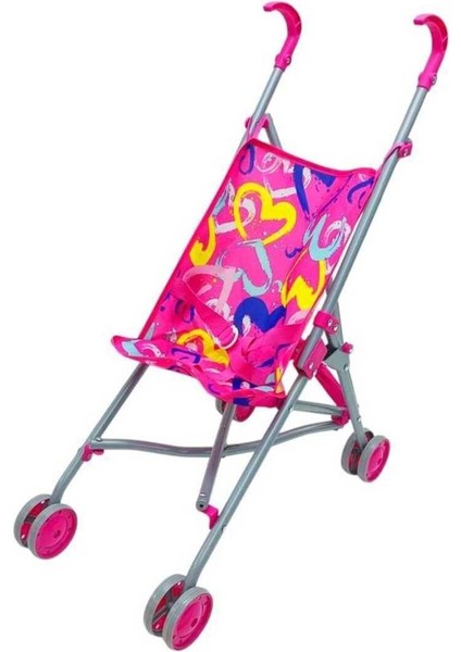 Seçtim Aldım Vardem Bebek Arabası Metal Katlanabilir Baston Puset Pembe Kalpli 4 Teker 3+