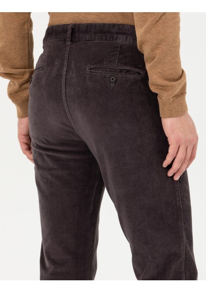 Erkek Koyu Gri Slim Fit Kadife Kanvas Pantolon 50259715-VR080