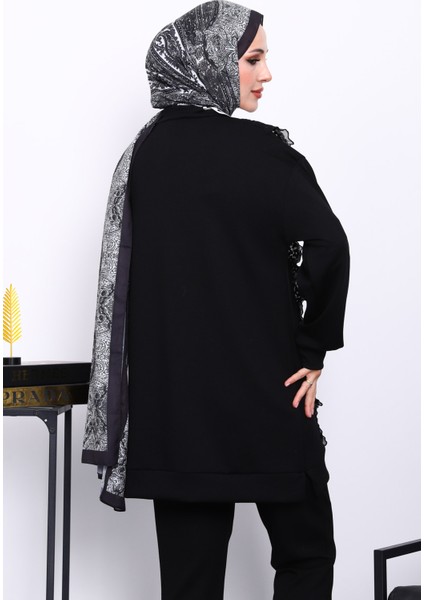 Siyah Dik Yaka Tül İşlemeli Tunik fırsatları