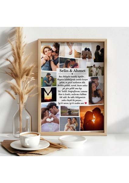 Sevgiliye Özel Fotoğraflı Kolaj Tablo, Sevgiliye Hediye, Sevgiliye Özel Tasarım Tablo