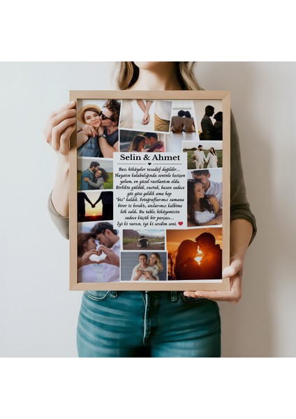 Sevgiliye Özel Fotoğraflı Kolaj Tablo, Sevgiliye Hediye, Sevgiliye Özel Tasarım Tablo indirimleri