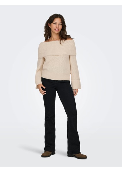 Kadın Düşük Omuz Bej Örme Kazak - 15352271 fiyatları