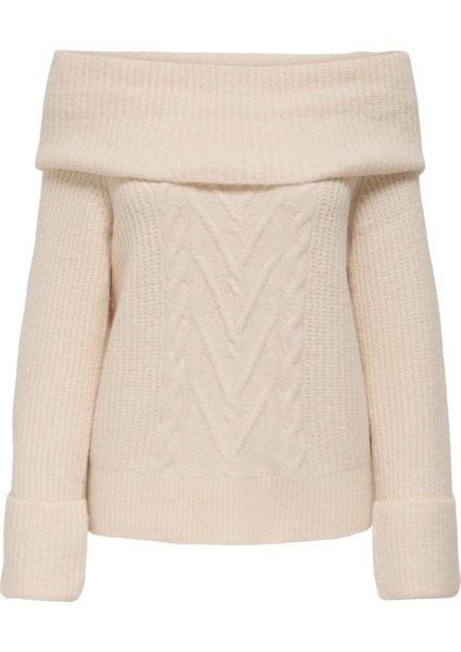 Kadın Düşük Omuz Bej Örme Kazak - 15352271 fırsatları