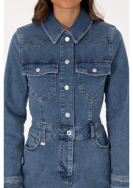 Kadın Mavi Elbise (Jean) 50309415-DN0022 indirimleri