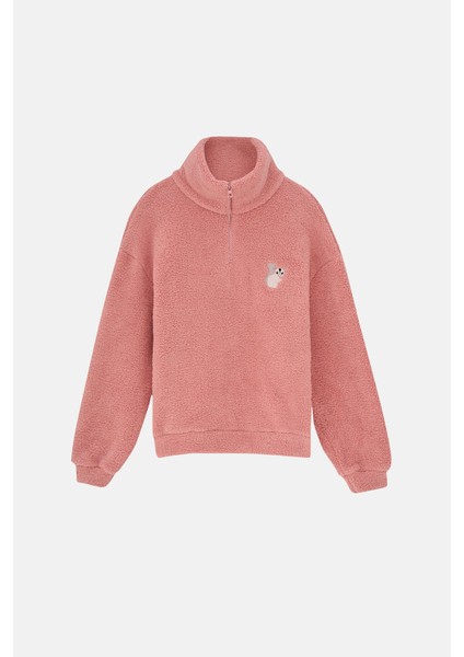 Sugar Glider Sherpa Quarter-Zip Sweatshirt - Pembe