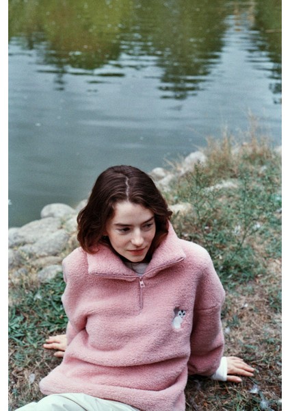 Sugar Glider Sherpa Quarter-Zip Sweatshirt - Pembe indirimleri