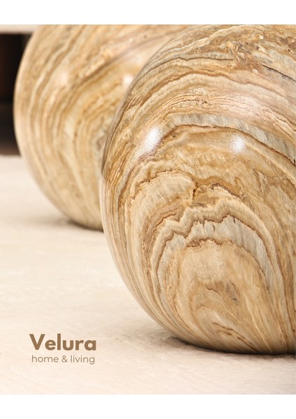 Modern Orta Sehpa & Küre Sehpa & Top Sehpa & Şeffaf Üçgen Cam & Treverten Mermer