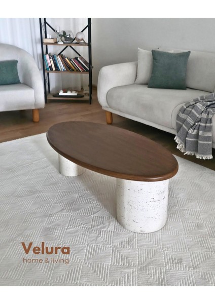 Zag Orta Sehpa - Ceviz Tabla & Taş Desen Ayak fiyatları