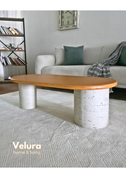 Doğal Meşe Tabla & Taş Dokulu Ayak - Zag Orta Sehpa indirimleri