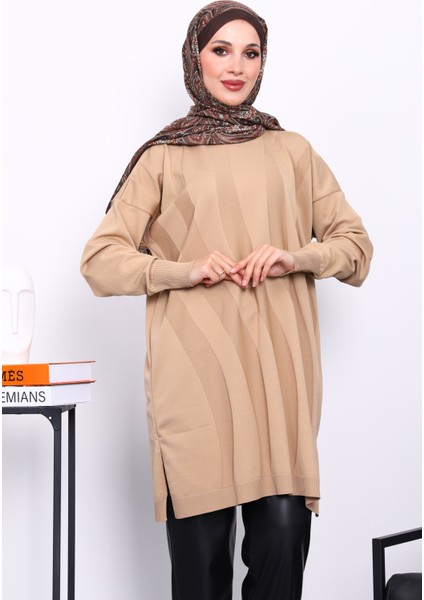 Bisküvi Soğuk İplik Merserize Triko Tunik modelleri