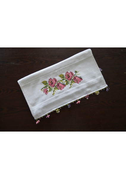 🌸 El Işlemeli Desenli Pamuklu Havlu
