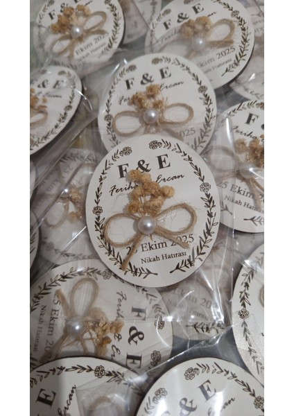 25 Adet Elips Ahşap Magnet Söz Nişan Kına Nikah Hediyelik Organizasyon Magneti (ELİPS02)
