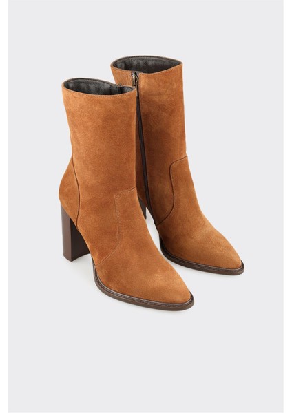 Taba Deri Kadın Yüksek Topuk Bot fiyatları