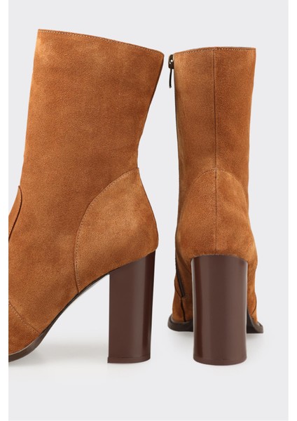 Taba Deri Kadın Yüksek Topuk Bot fırsatları