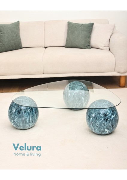 Modern Orta Sehpa & Küre Sehpa & Top Sehpa & Şeffaf Üçgen Cam & Ocean fırsatları