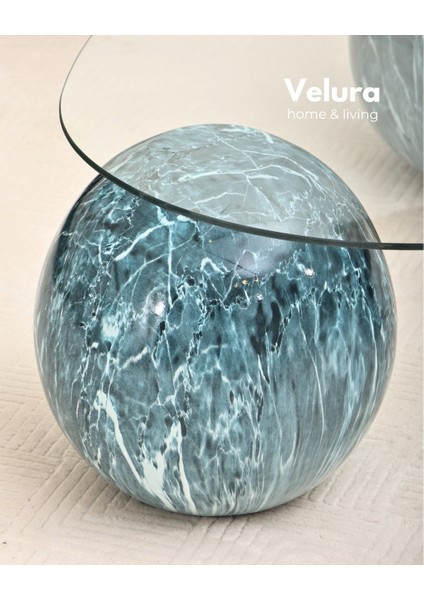 Modern Orta Sehpa & Küre Sehpa & Top Sehpa & Şeffaf Üçgen Cam & Ocean indirimleri