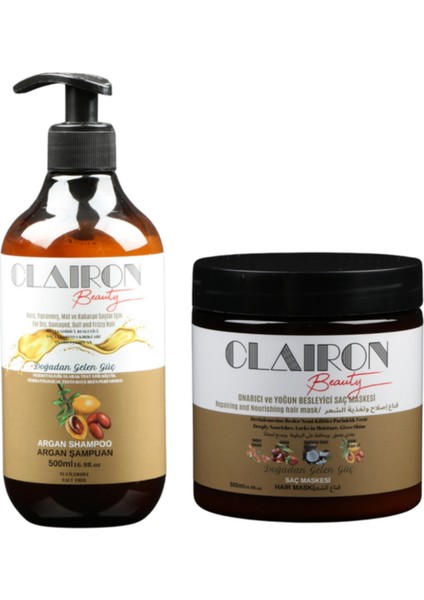 Argan Şampuan ve Yoğun Besleyici Saç Maske Set 500ML+500ML