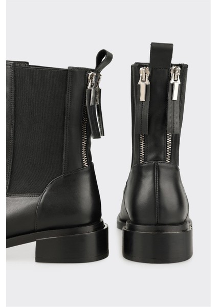 Siyah Deri Kadın Klasik Bot fırsatları