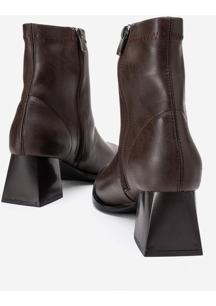 Sade Streçli Küt Burunlu Bot KAHVE CİLT fırsatları